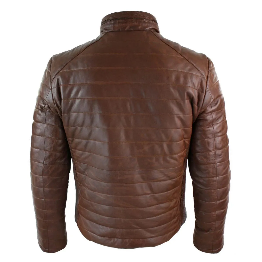 Giacca Puffer da Uomo Bomber in Vera Pelle Calda Invernale Casual Elegante