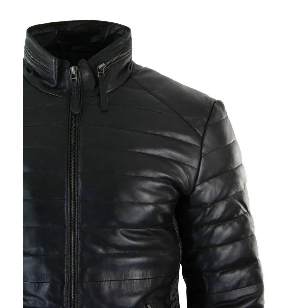 Giacca Puffer da Uomo Bomber in Vera Pelle Calda Invernale Casual Elegante