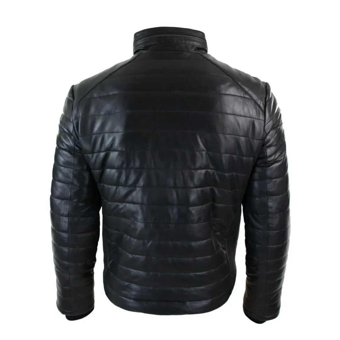 Giacca Puffer da Uomo Bomber in Vera Pelle Calda Invernale Casual Elegante