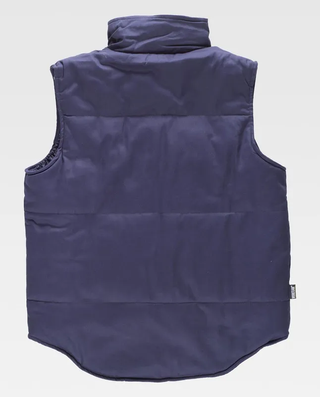 Gilet imbottito, multitasche con giacca a vento 100% cotone blu navy
