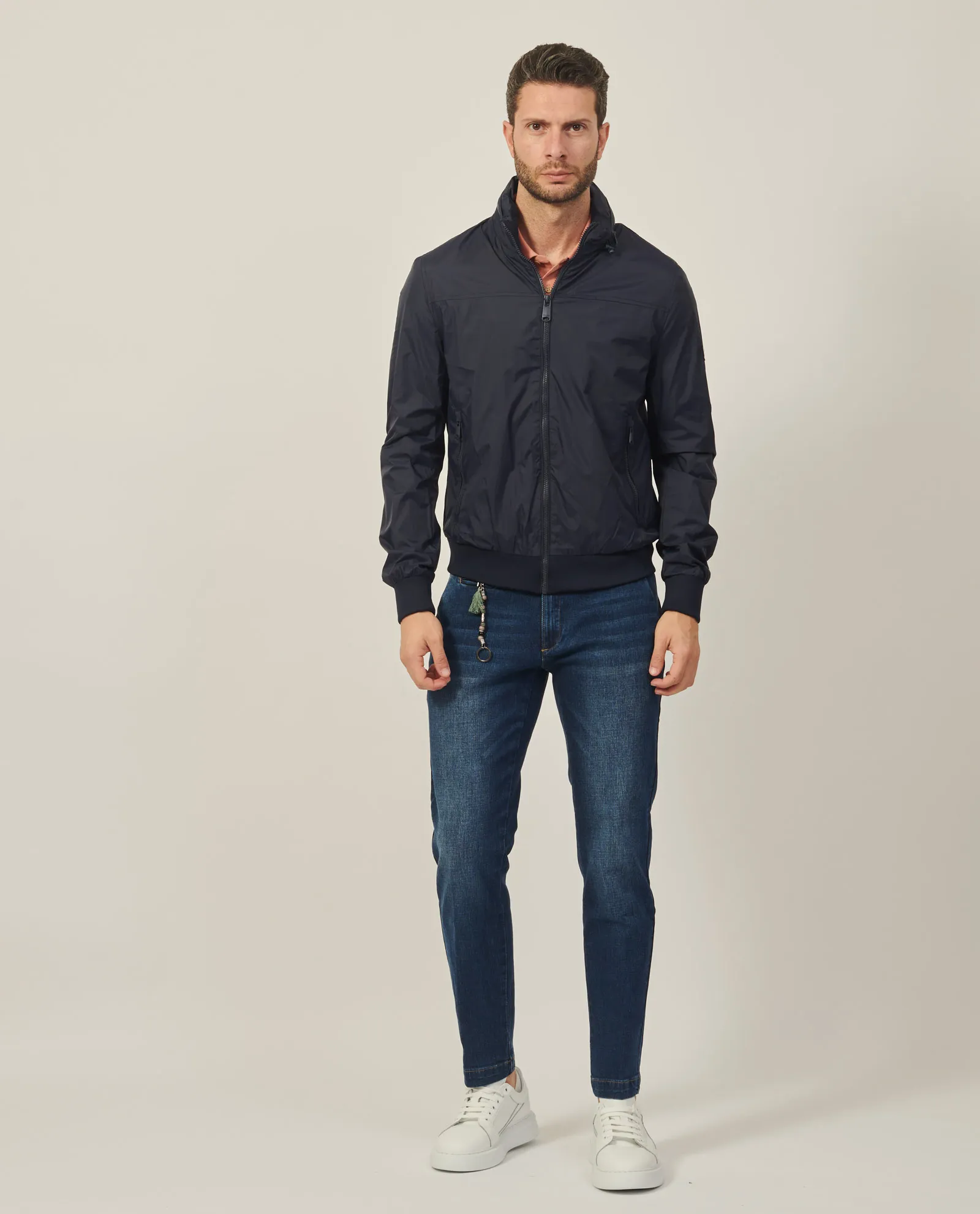 Giubbotto blu Yes Zee modello bomber con logo
