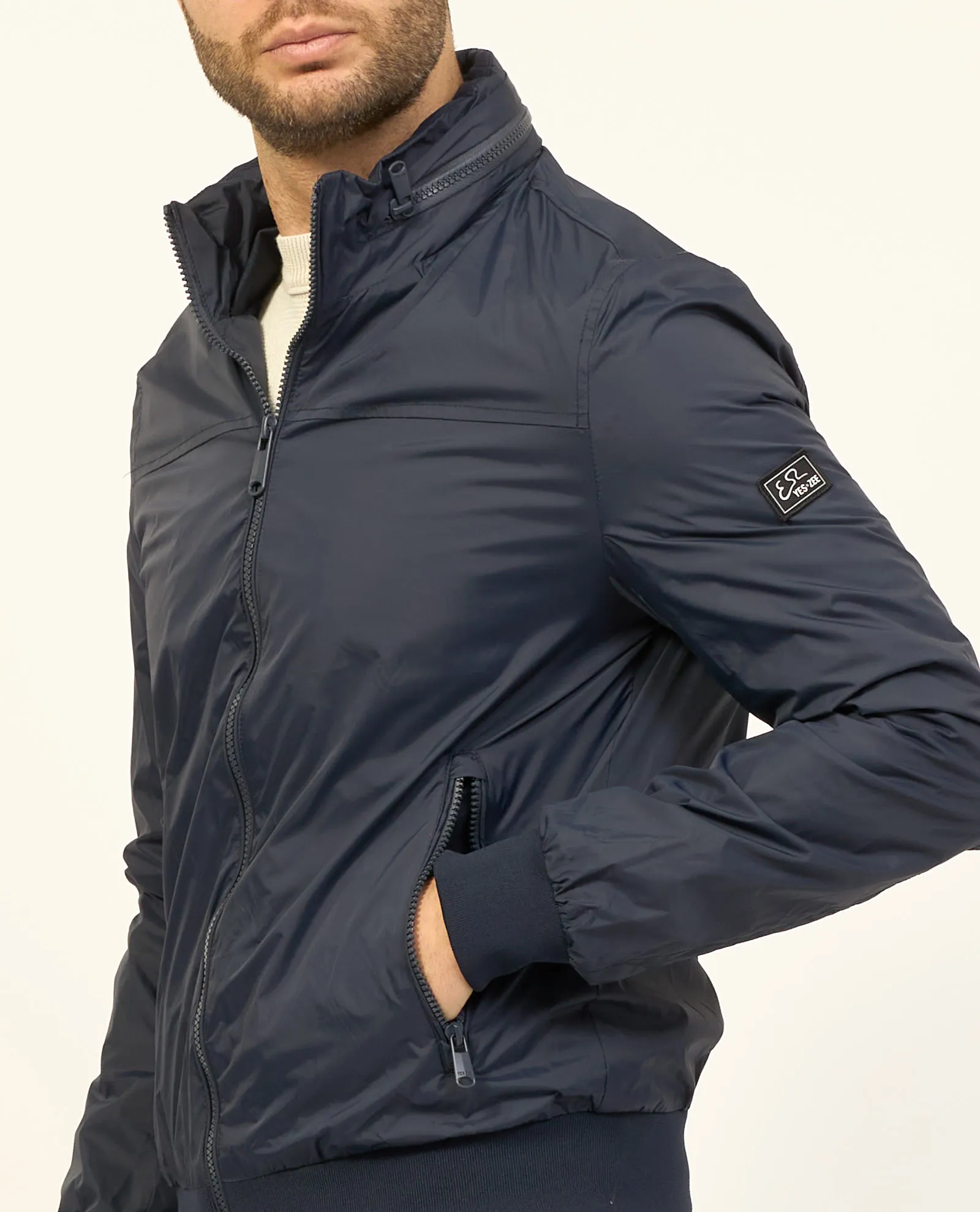 Giubbotto blu Yes Zee modello bomber con logo