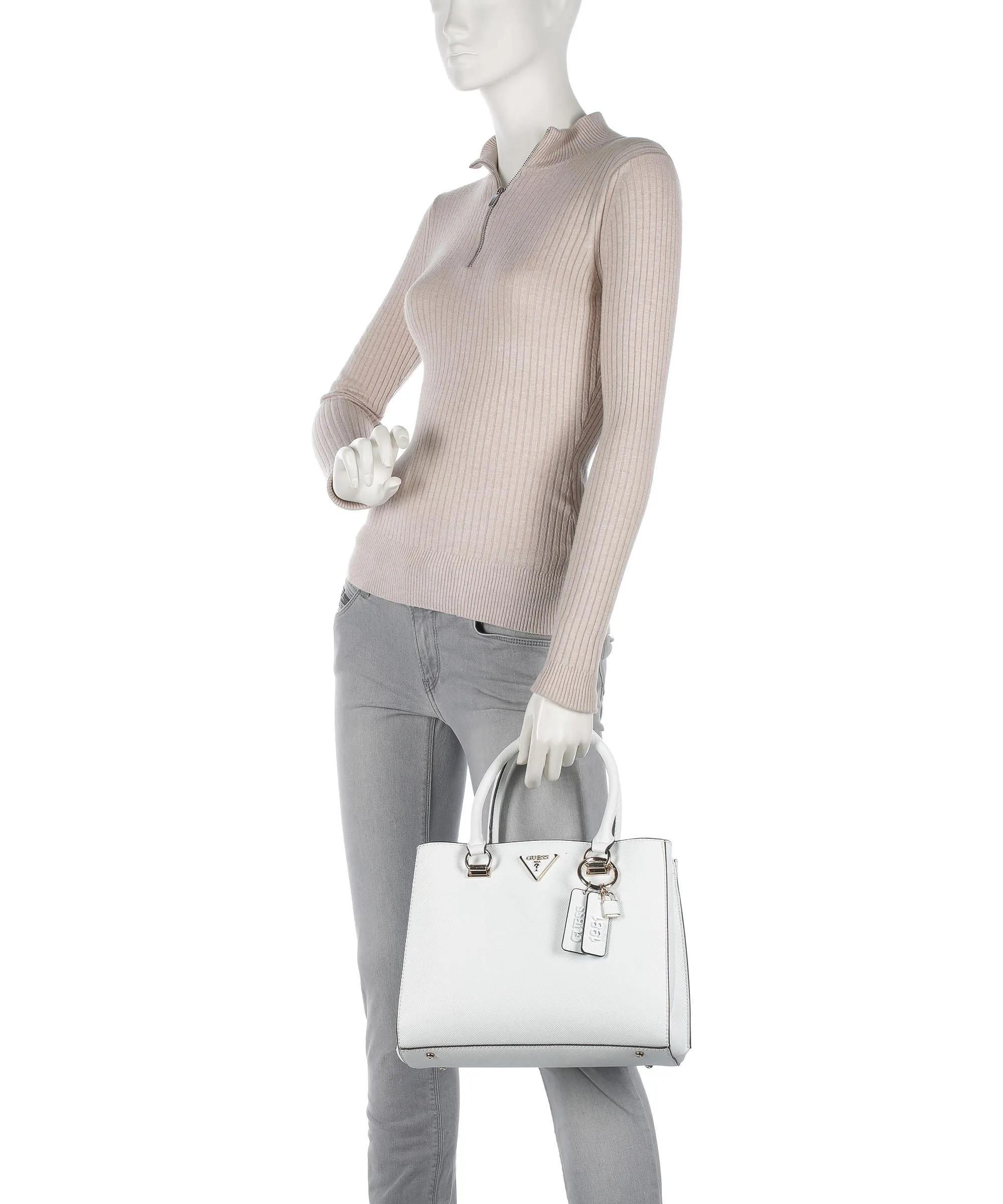  Guess Noelle Borsa a mano pelle sintetica bianco  