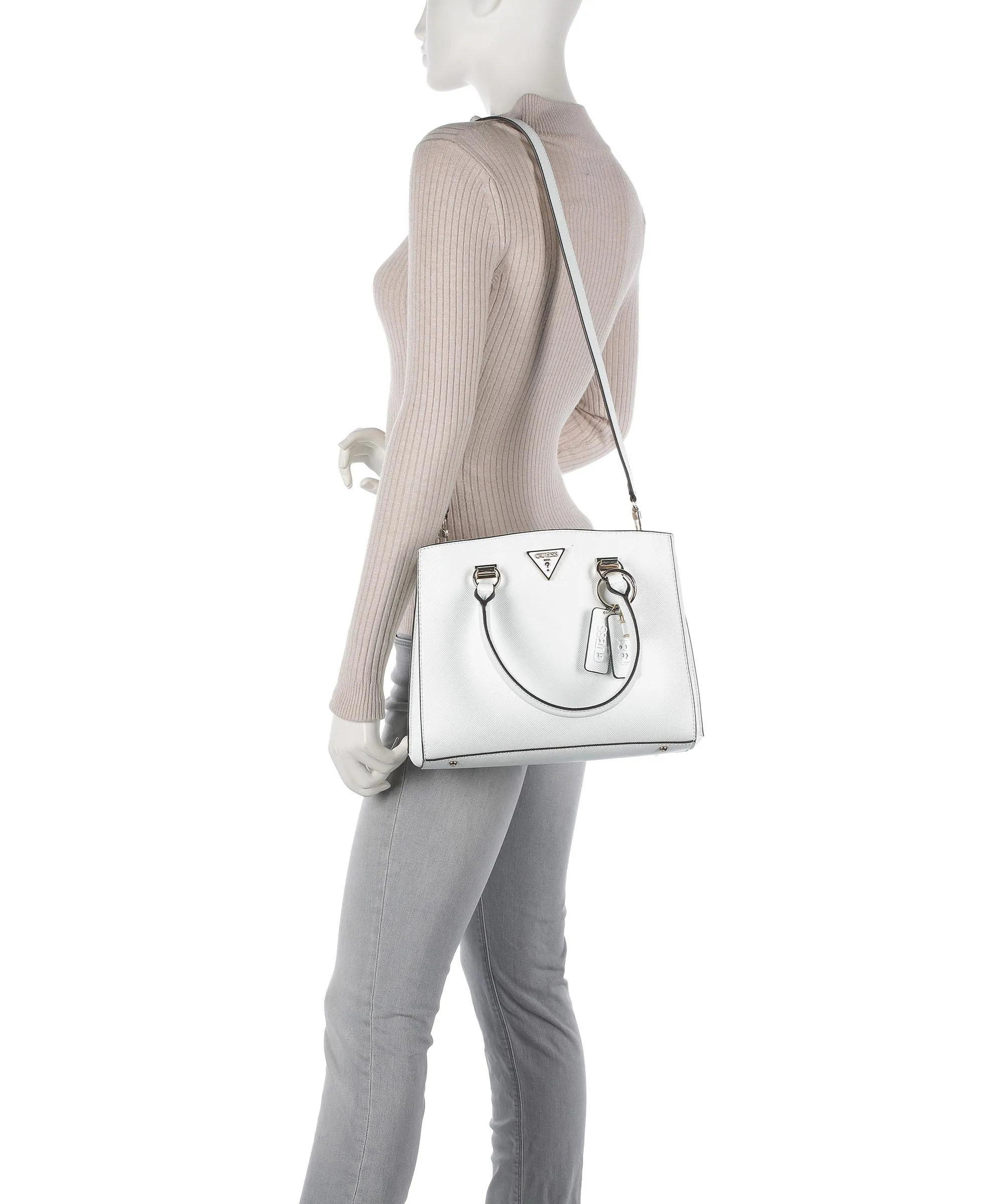  Guess Noelle Borsa a mano pelle sintetica bianco  