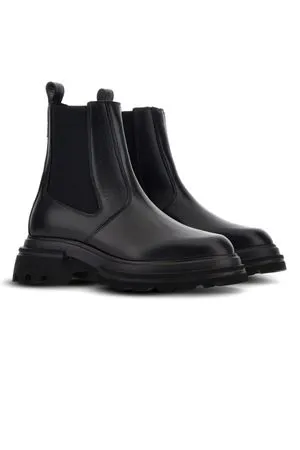 HOGAN Calzature,Sneakers stivali in pelle nero 