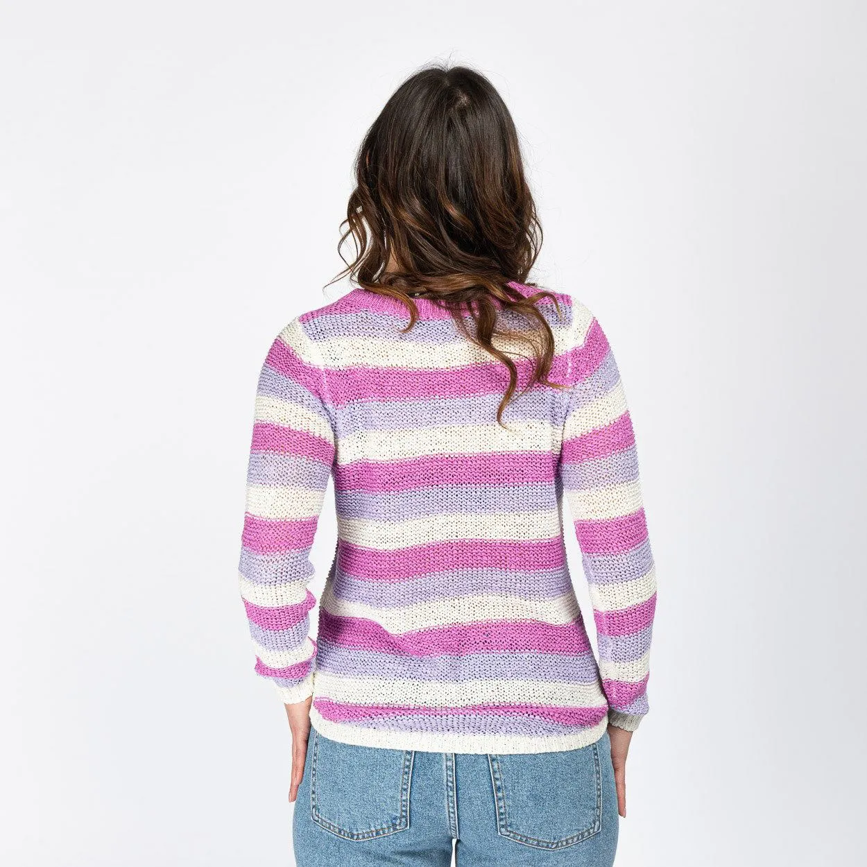 JACQUELINE de YONG - MAGLIA PULLOVER DI FILO A RIGHE ROSA E BIANCO                                            Previous productJA