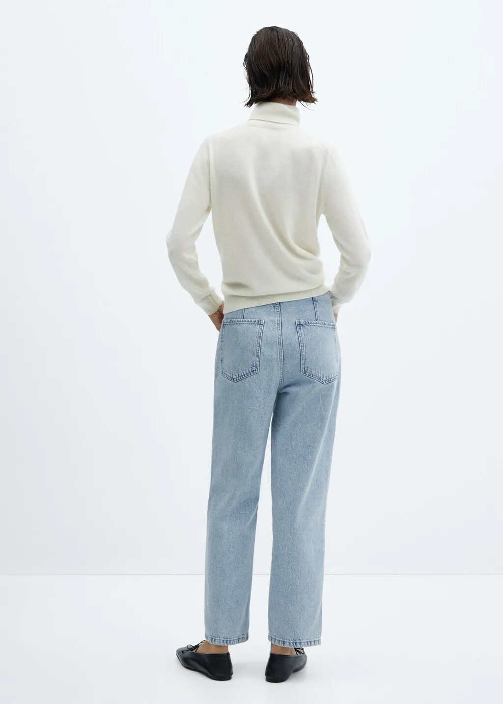 Jeans diritti crop bottoni