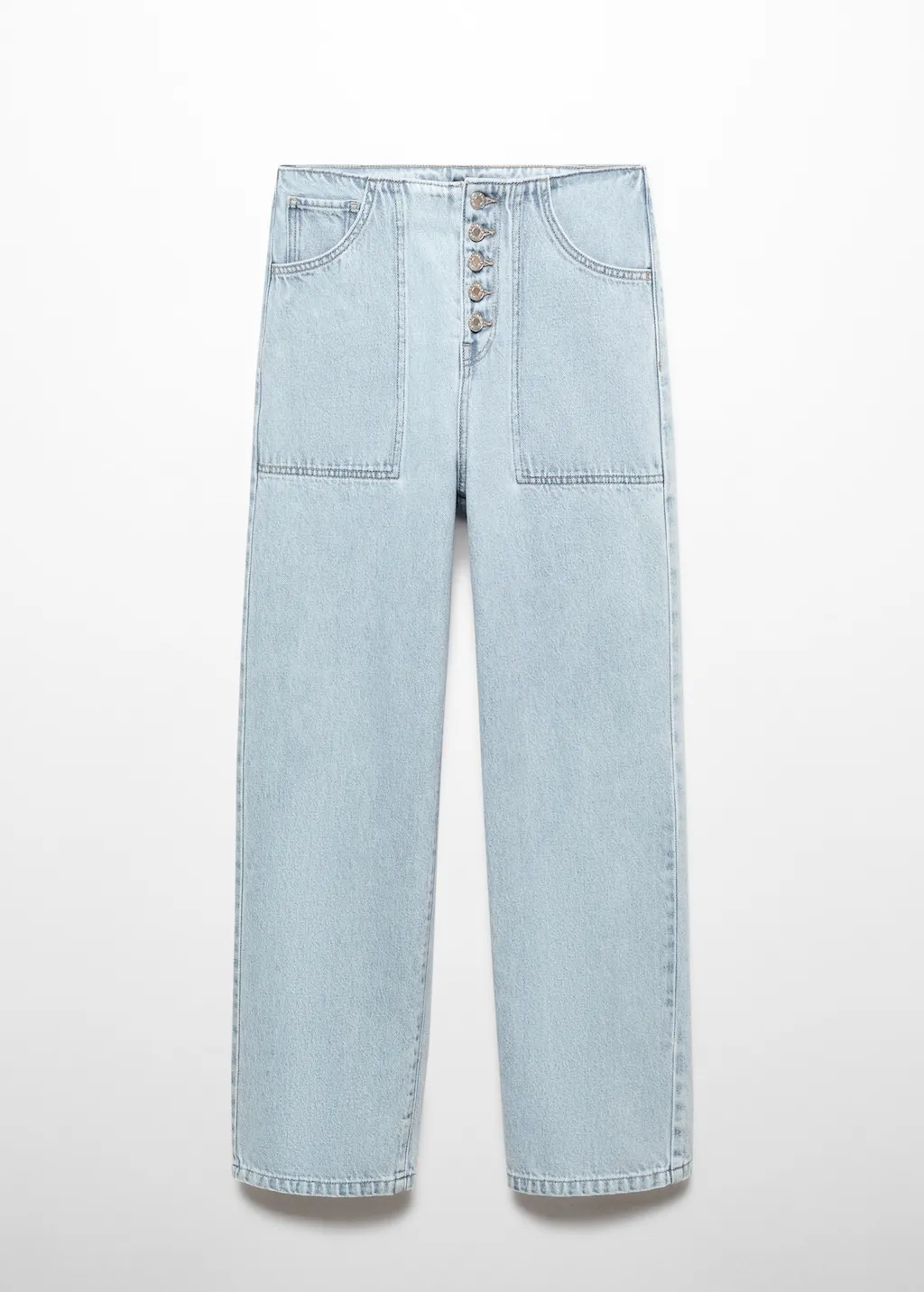 Jeans diritti crop bottoni