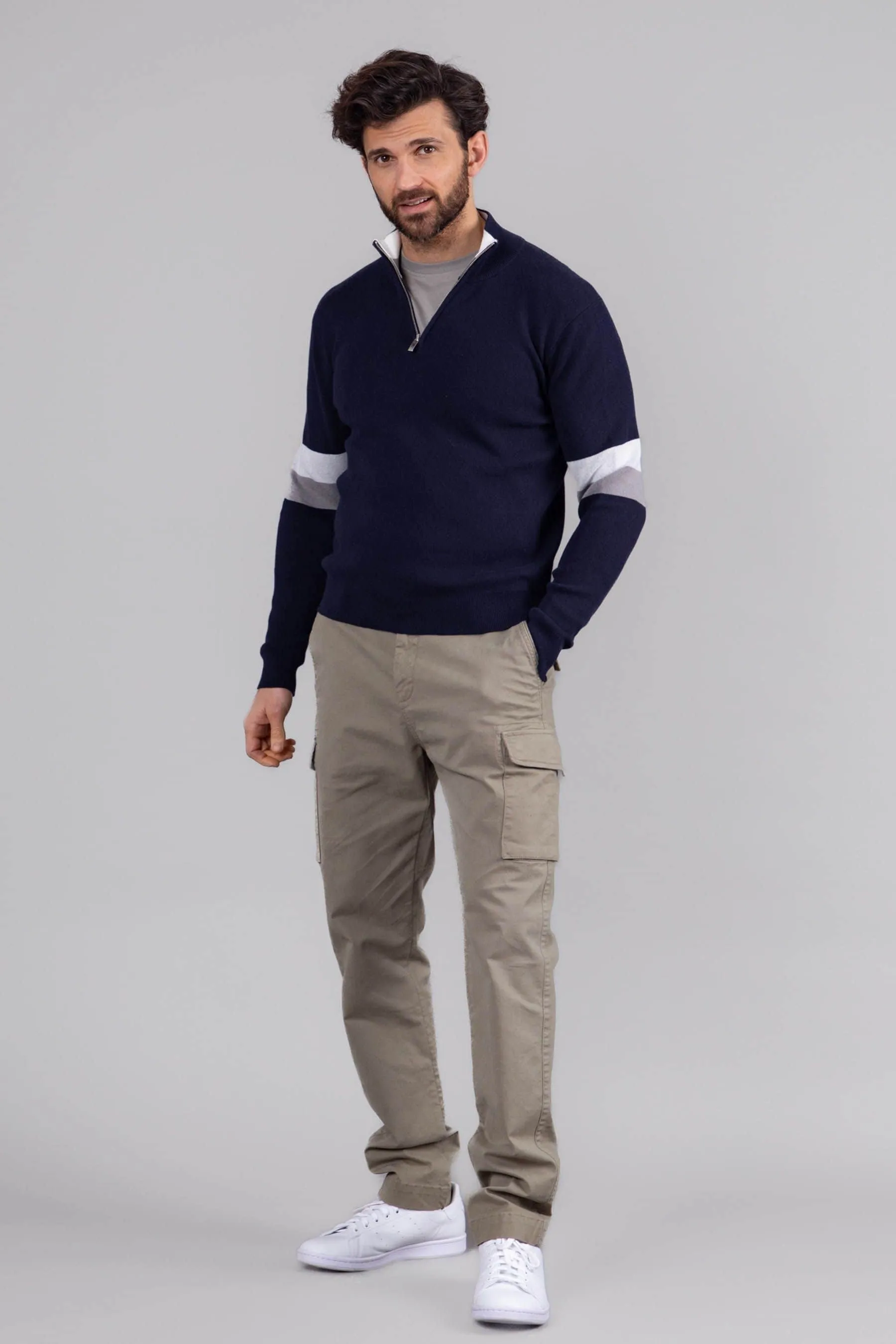Lakeland Leather Clothing - Winston - Maglia a righe con zip corta