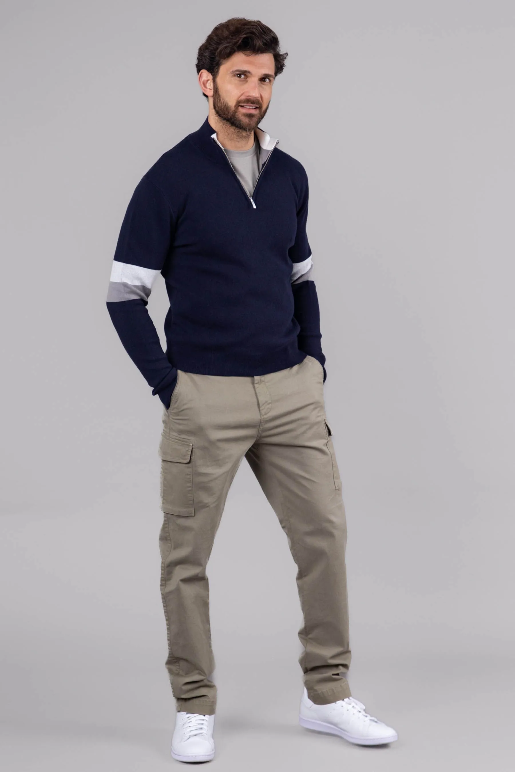 Lakeland Leather Clothing - Winston - Maglia a righe con zip corta