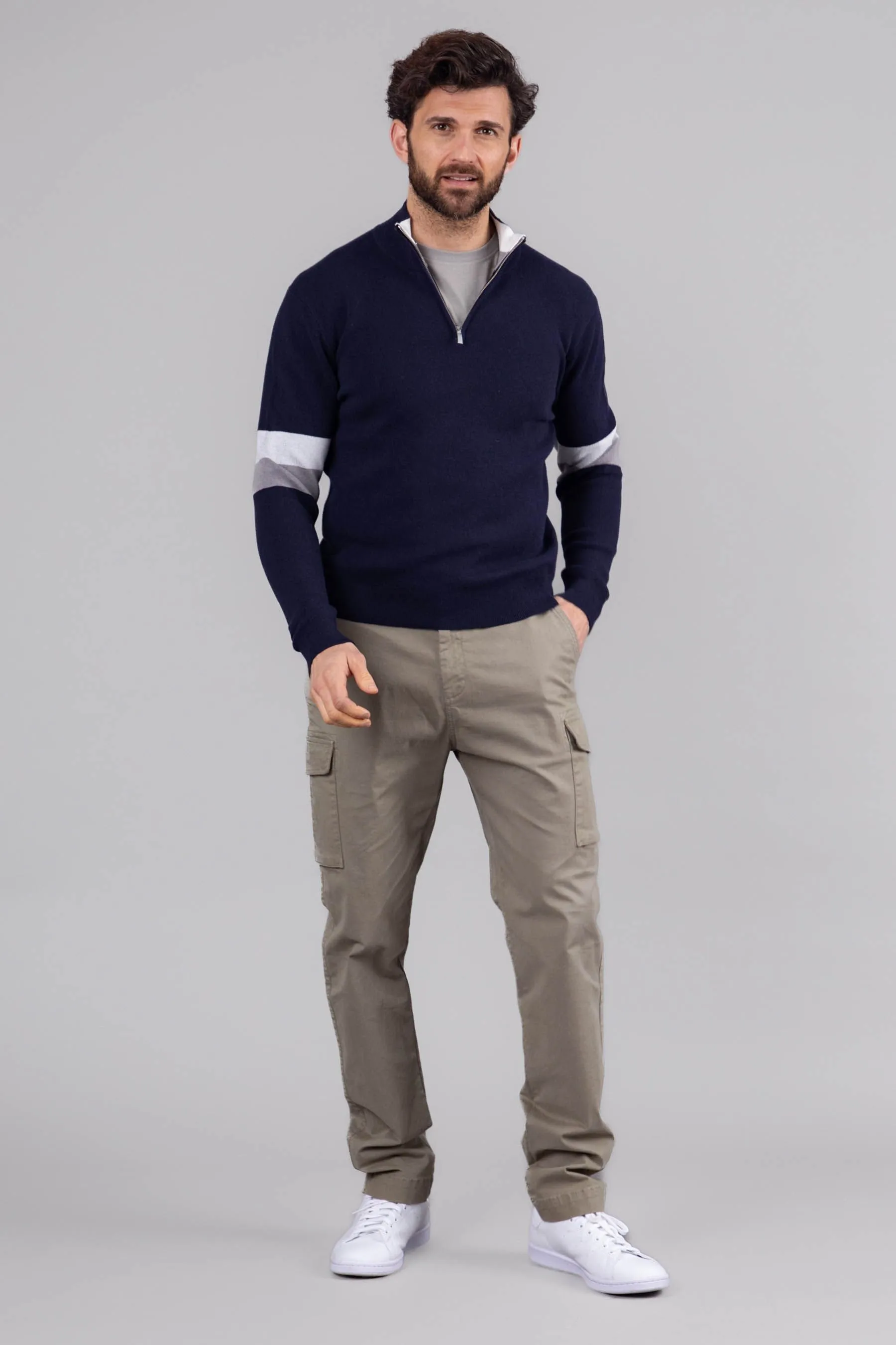 Lakeland Leather Clothing - Winston - Maglia a righe con zip corta