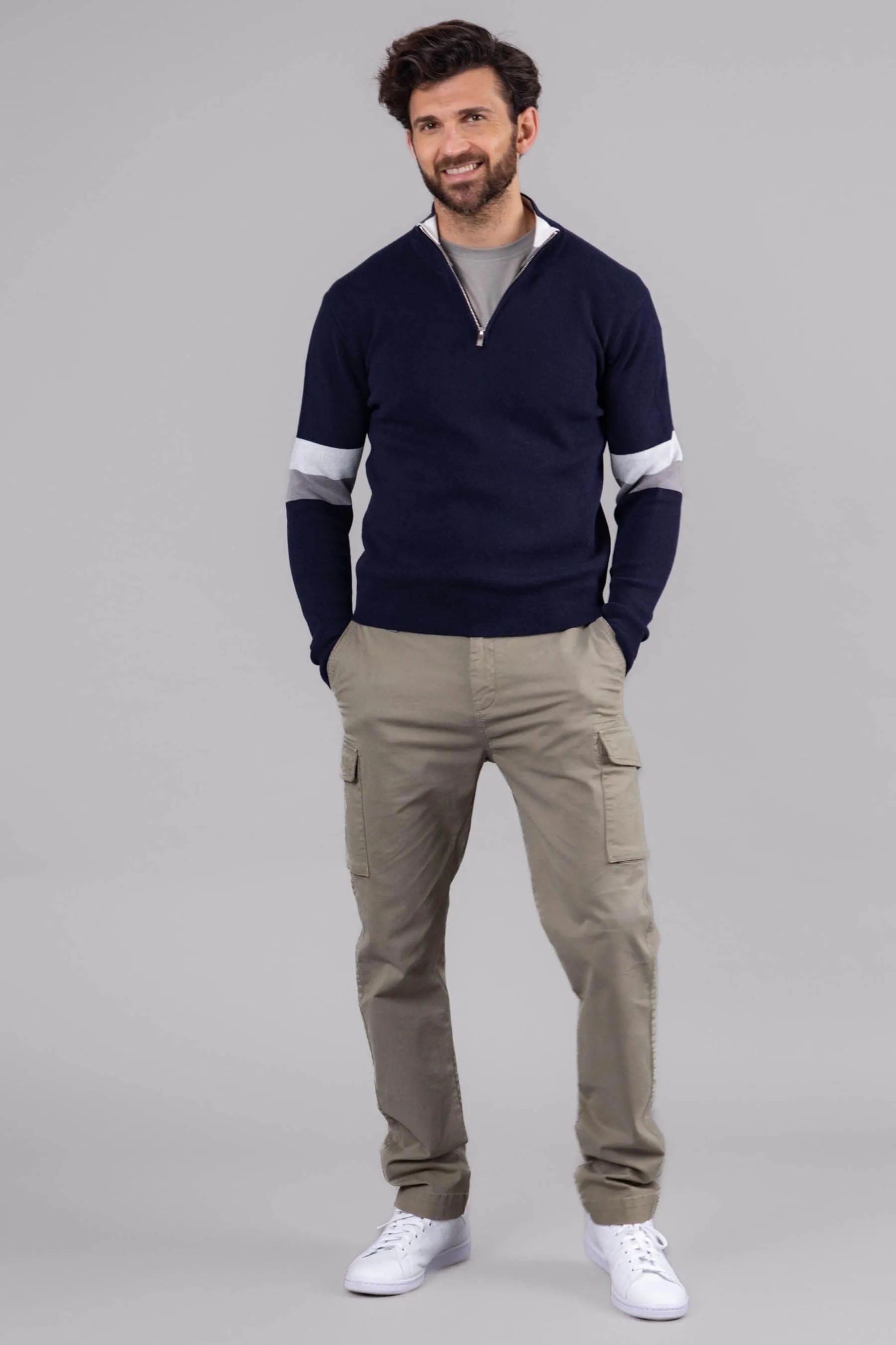 Lakeland Leather Clothing - Winston - Maglia a righe con zip corta