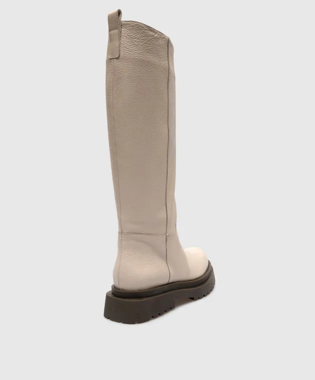 Laura Bellariva Stivali in pelle beige P9107