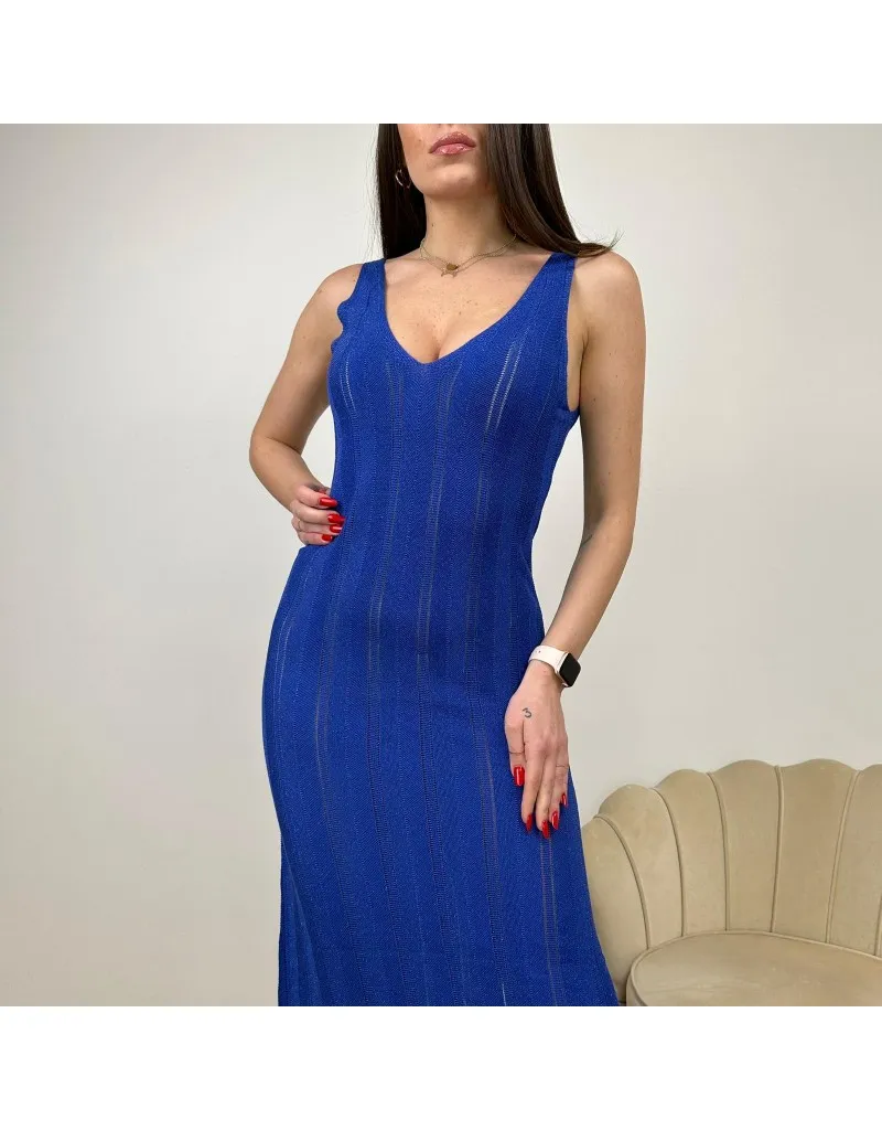 LONG DRESS IN FILO BLU