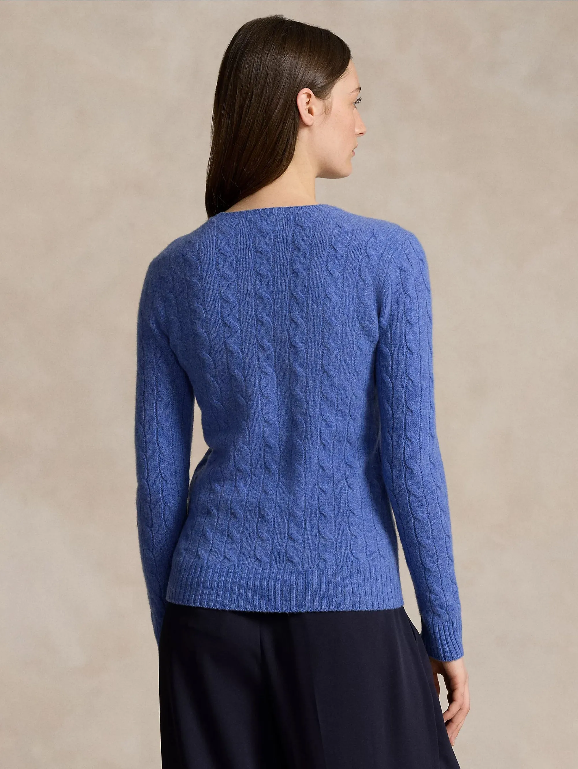 Maglia a Trecce in Misto Cashmere Blu