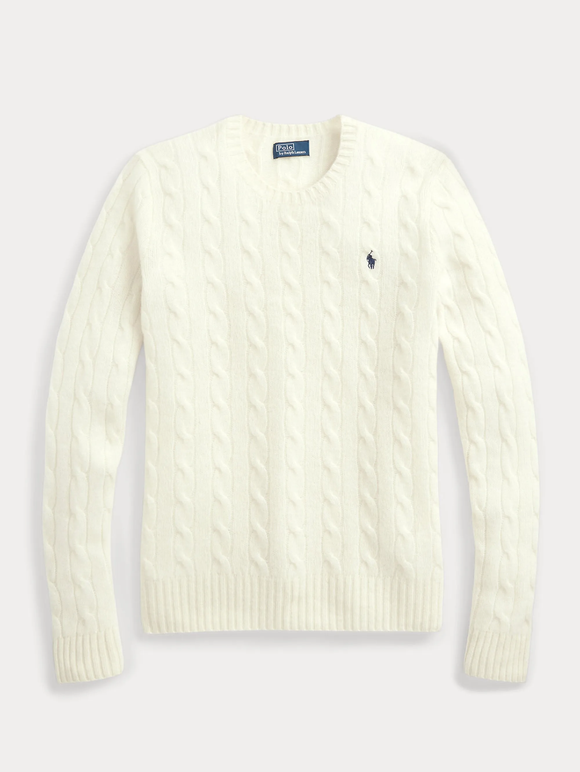 Maglia a Trecce in Misto Cashmere Crema