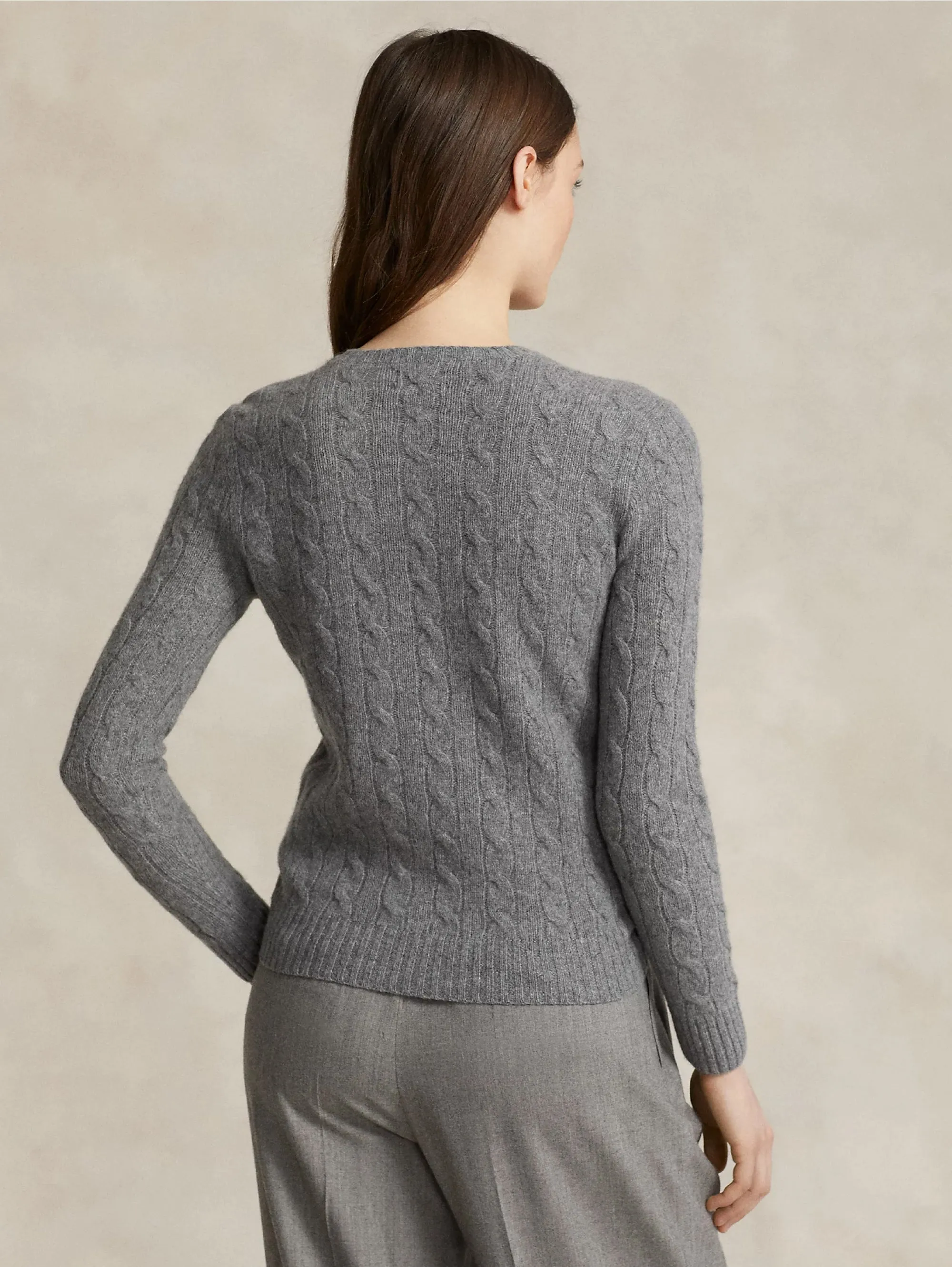 Maglia a Trecce in Misto Cashmere Grigio