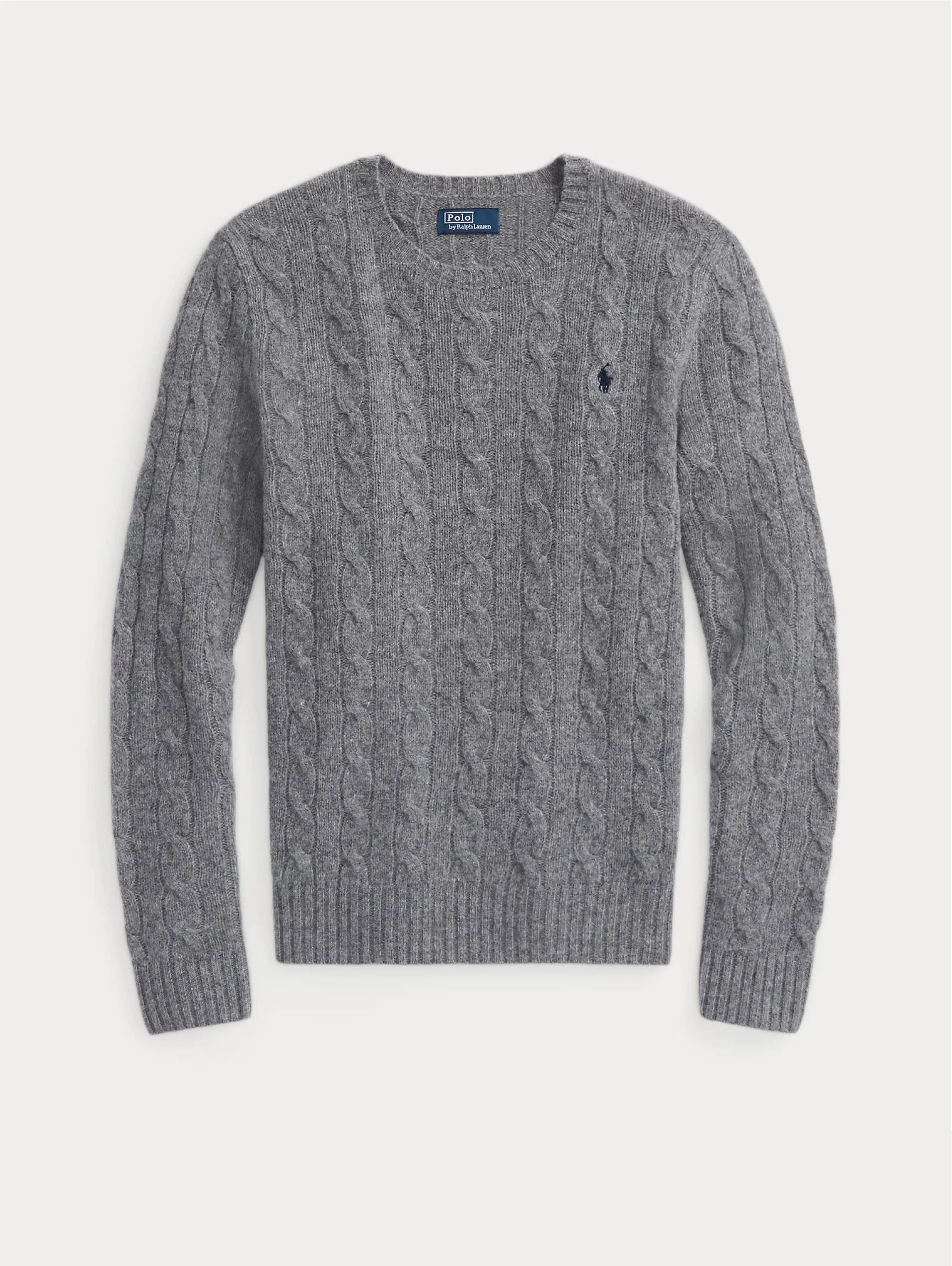 Maglia a Trecce in Misto Cashmere Grigio