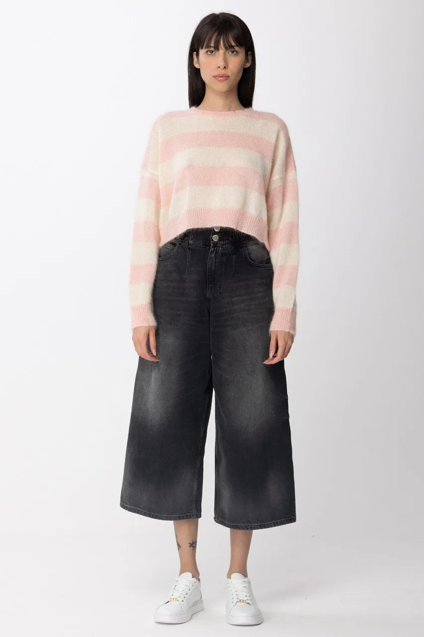 Maglia crop a righe PINK- STRIPES