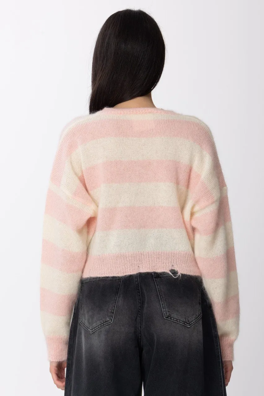 Maglia crop a righe PINK- STRIPES