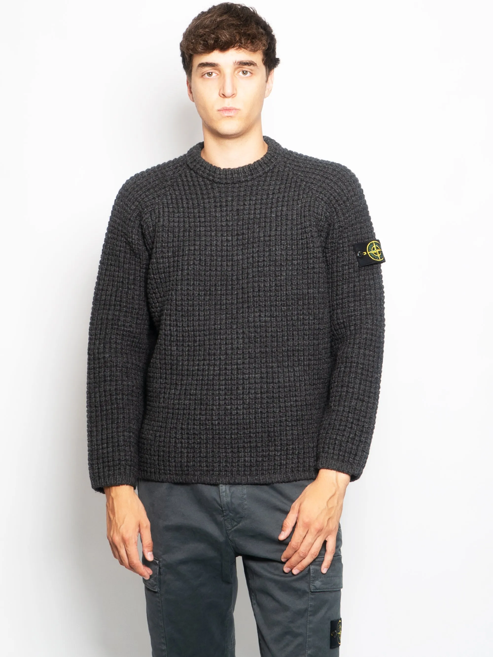 Maglia Girocollo in Punto Tricot Carbone