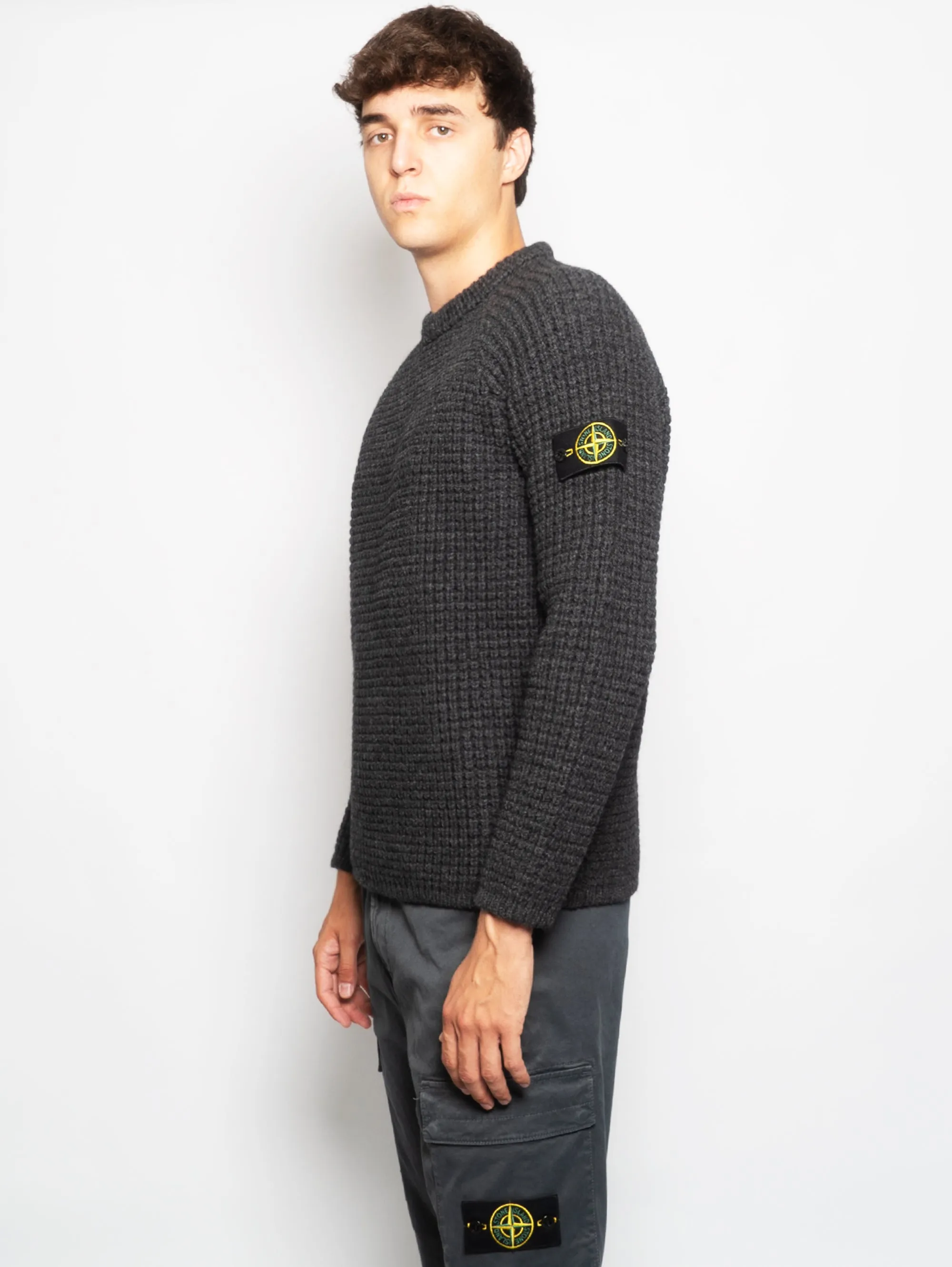 Maglia Girocollo in Punto Tricot Carbone