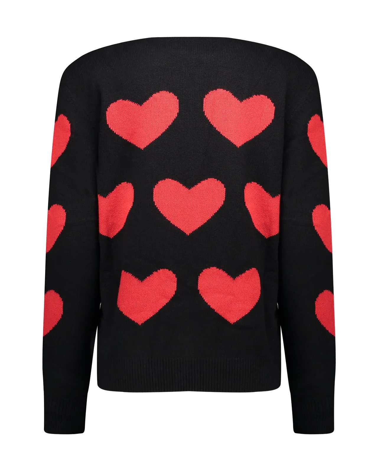 Maglione All I Want For XMas nero cuori rossi