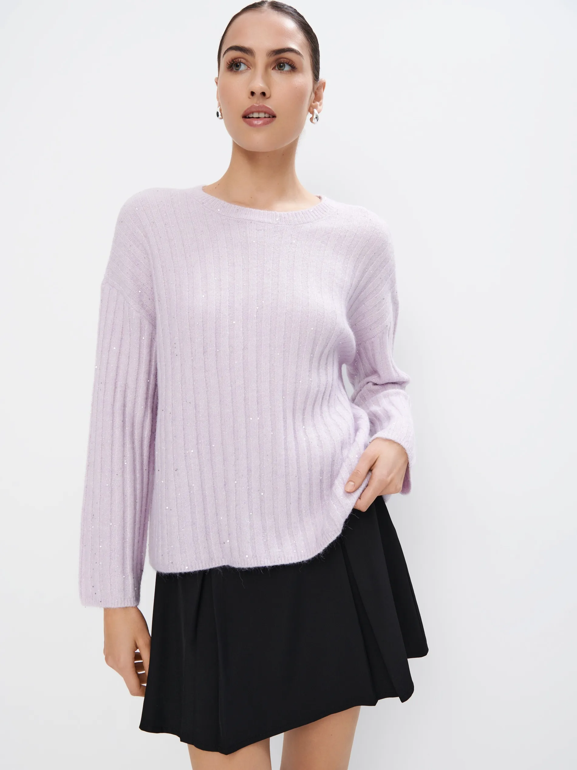 Maglione con lavorazione metallizzata