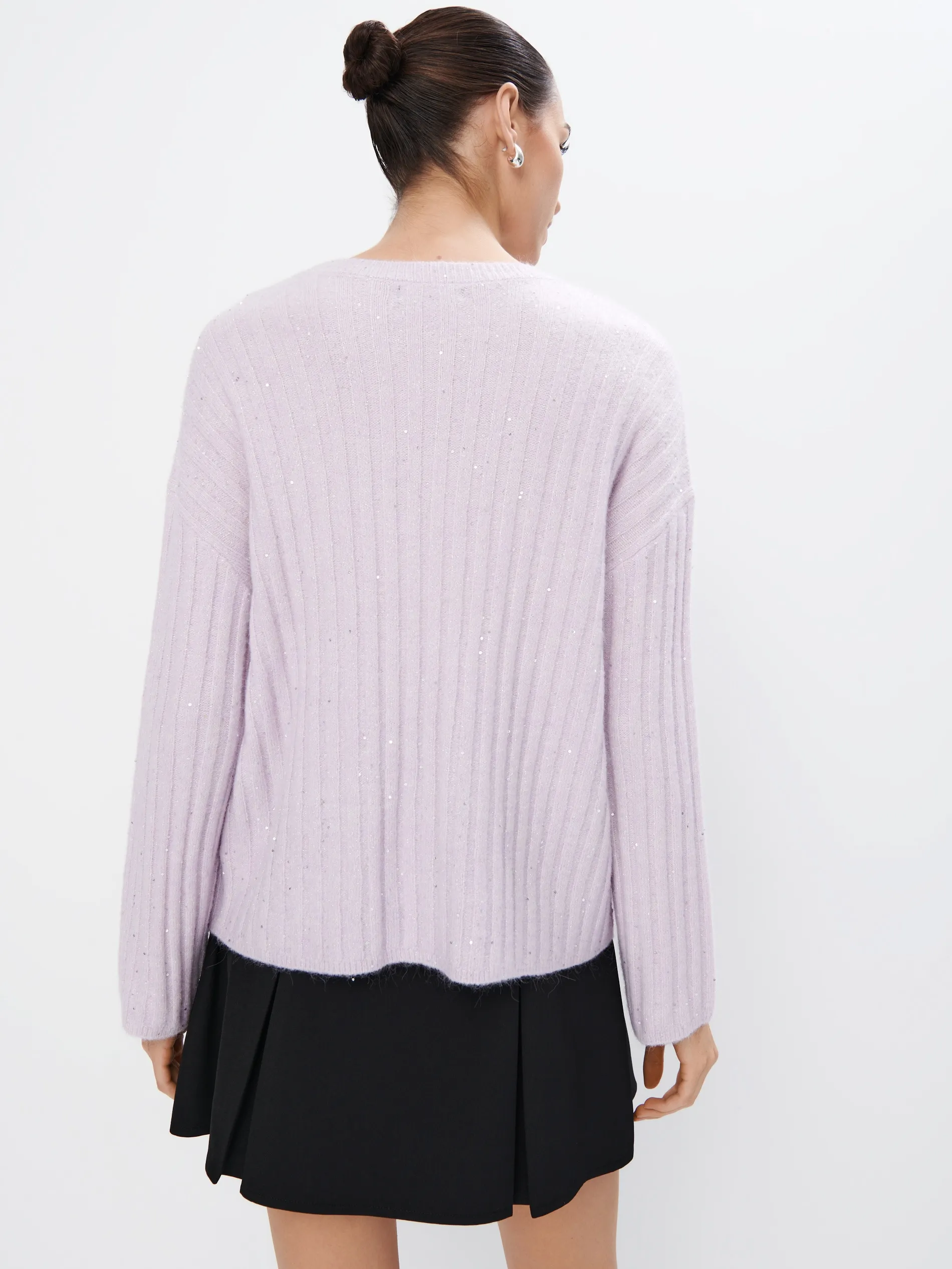 Maglione con lavorazione metallizzata
