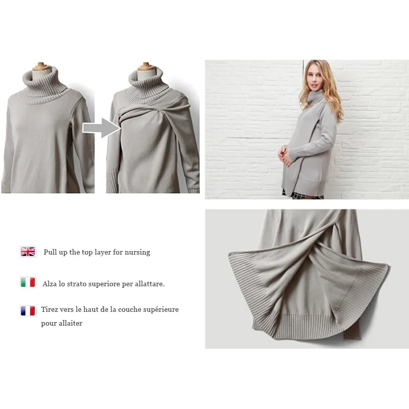 Maglione di Cotone Bio doppio strato Premaman e Allattamento