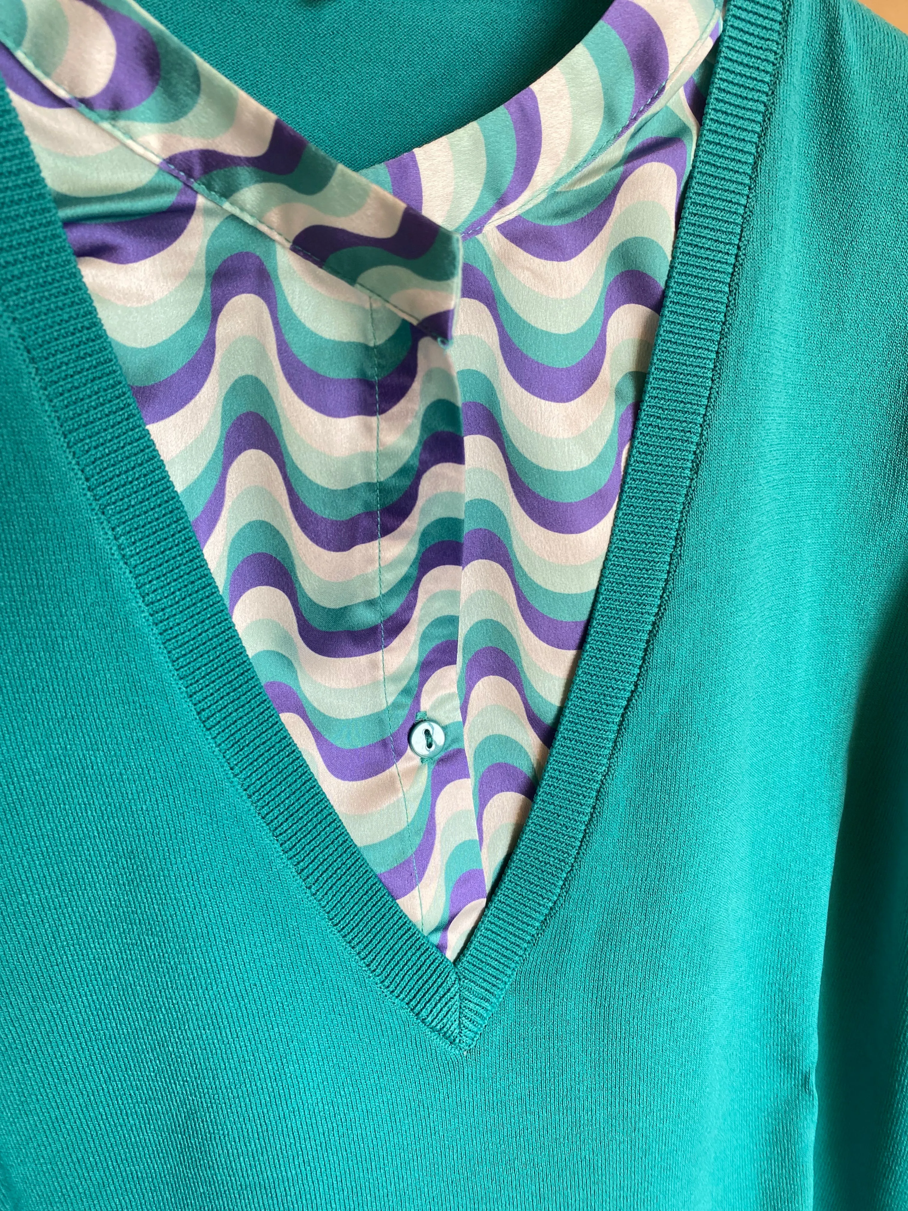 Maglione in jersey con inserti effetto camicia Anis