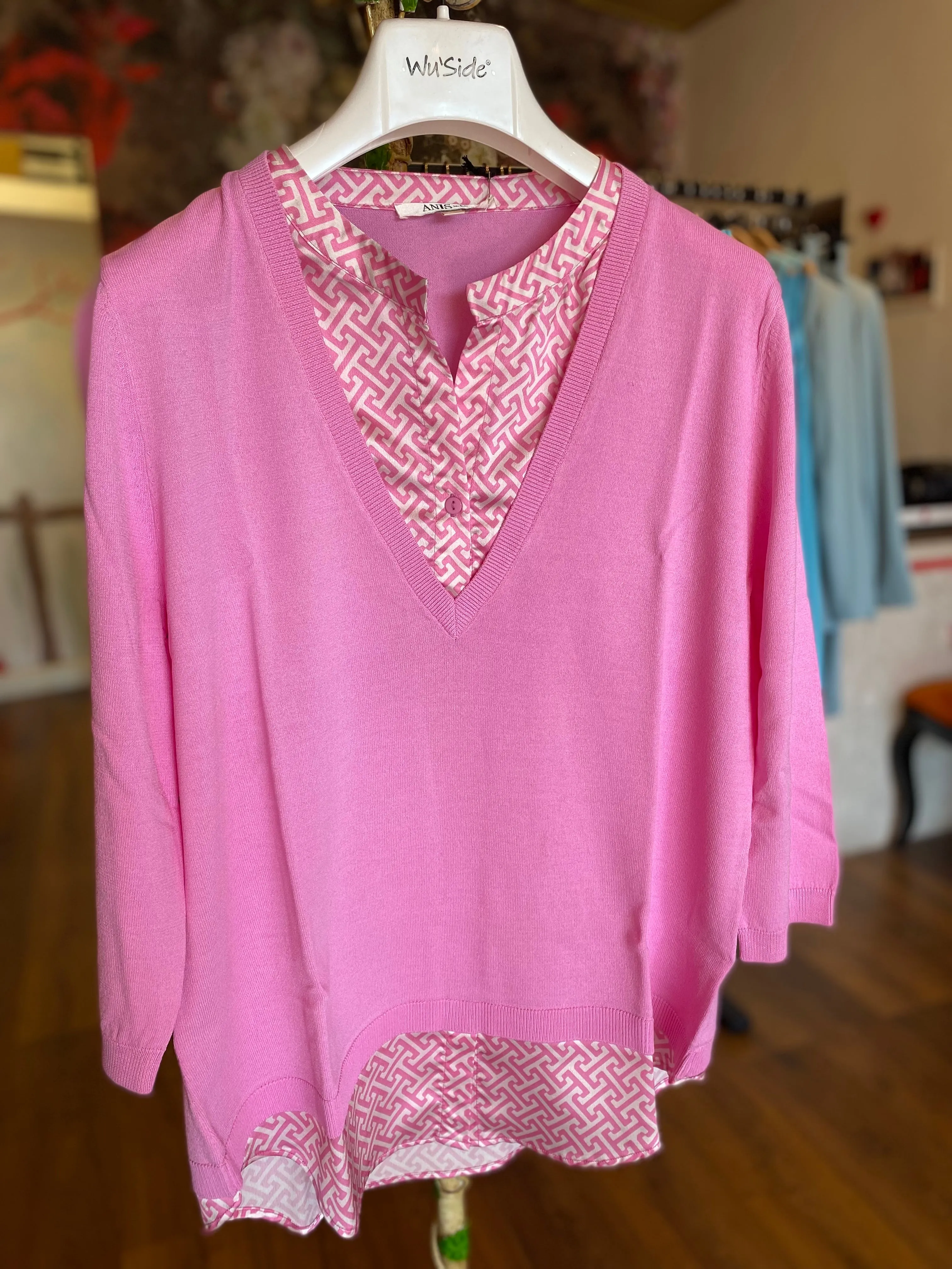 Maglione in jersey con inserti effetto camicia Anis