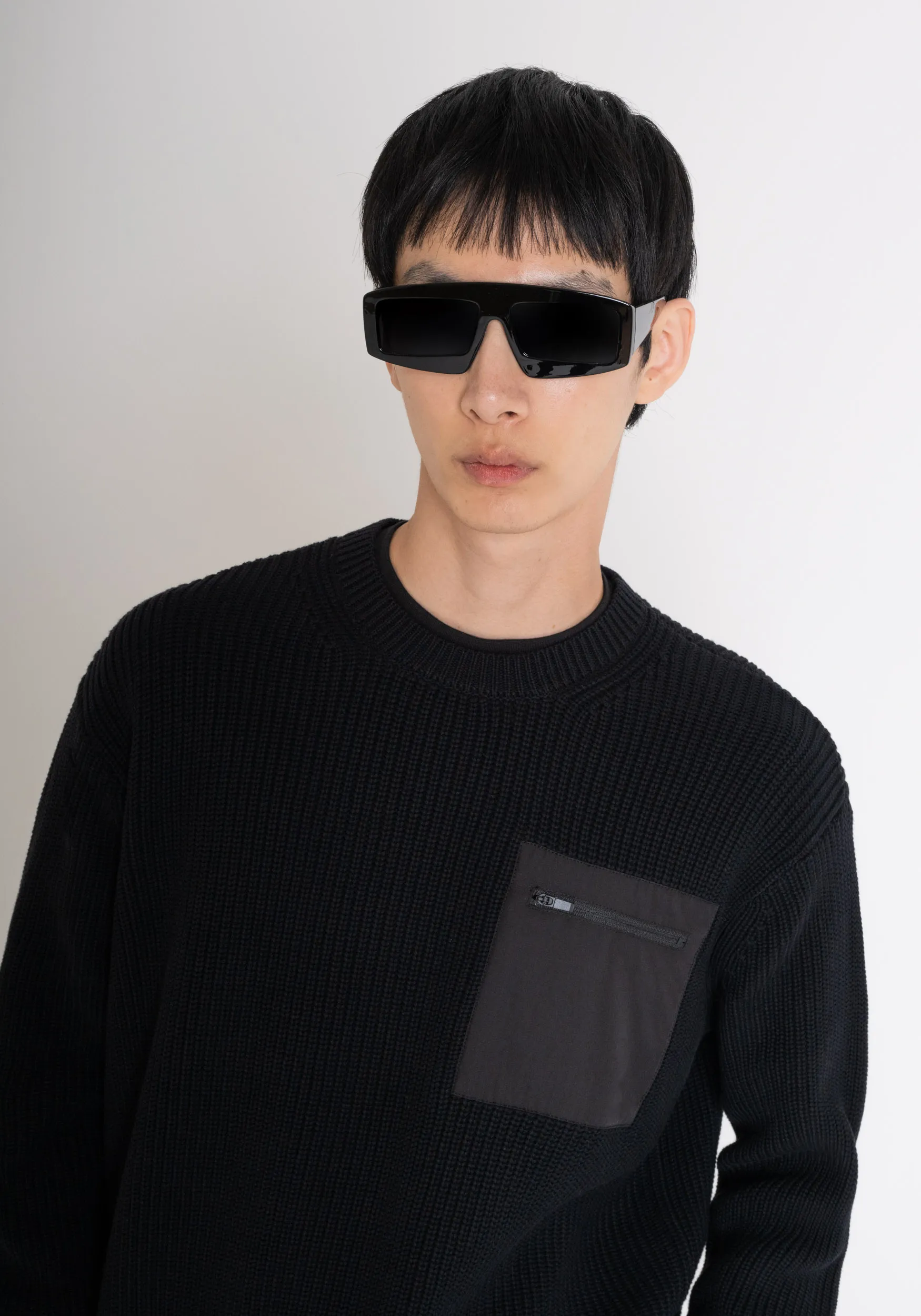 MAGLIONE RELAXED FIT IN COTONE CON TASCA IN TESSUTO