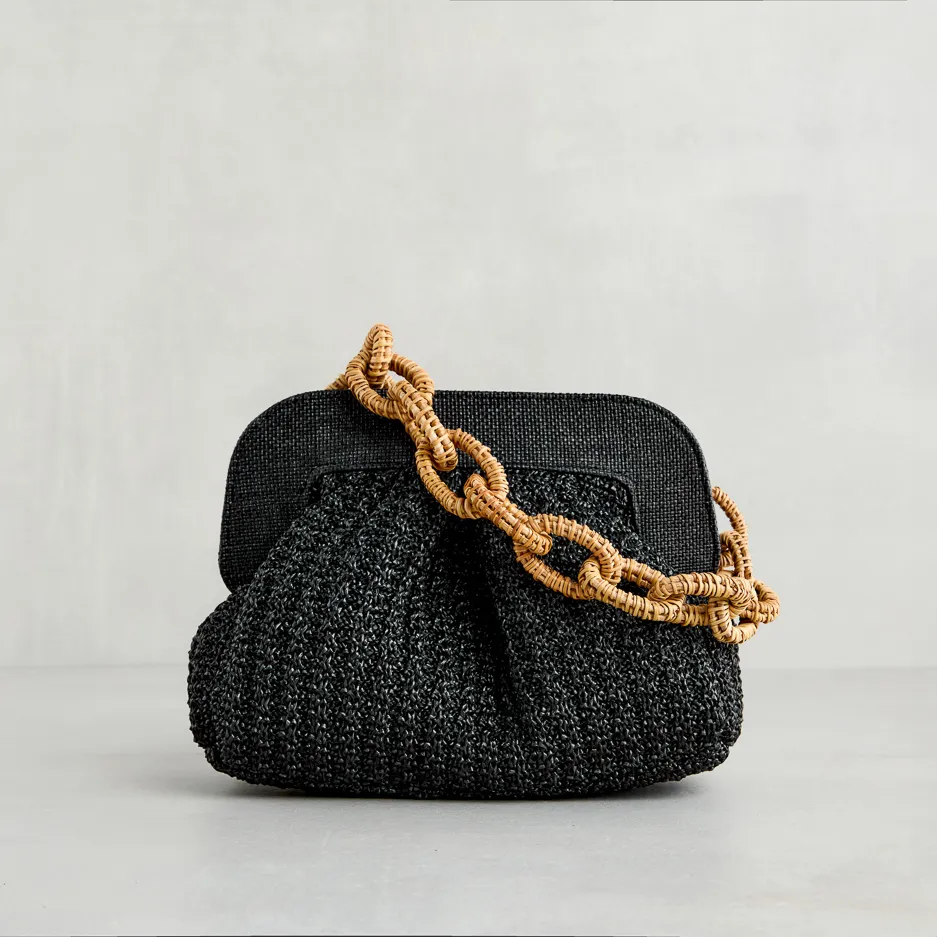 Maxi Pochette Nera in Rafia