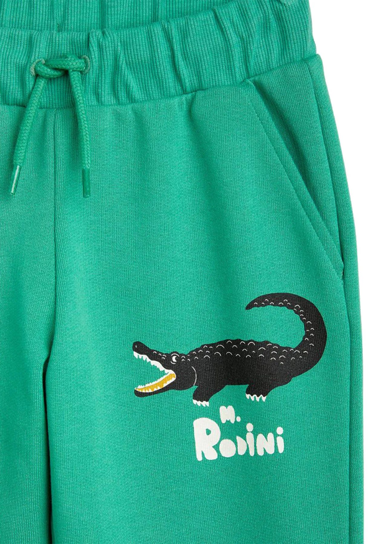 Mini Rodini pantalone verde bambino in felpa di cotone organico