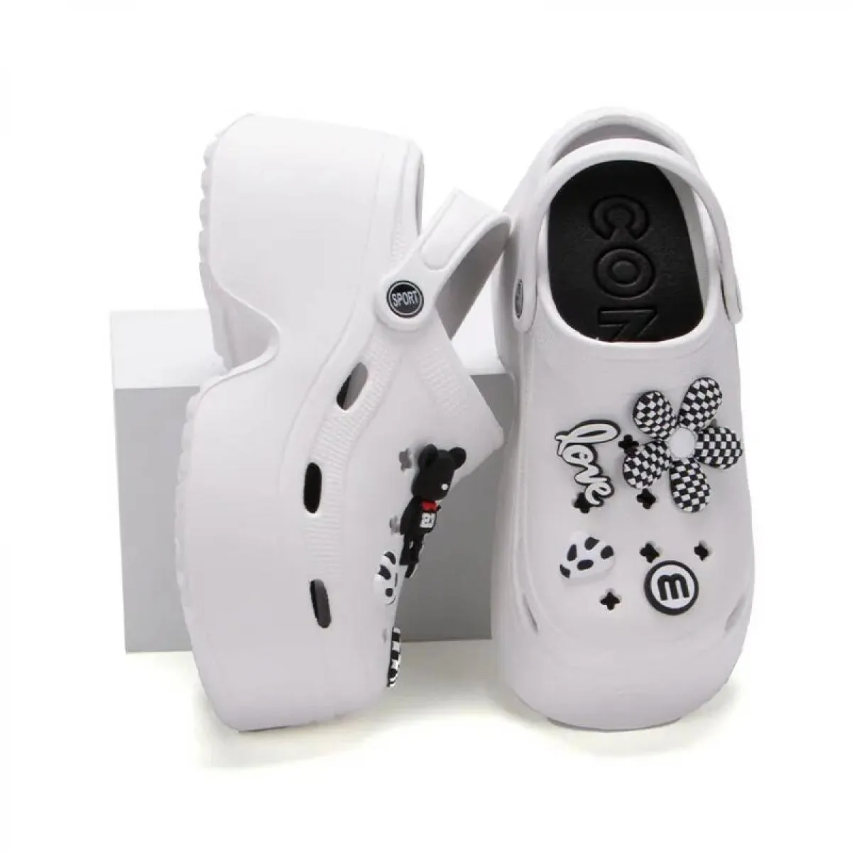 Moda donna fai da te zoccoli sandali con plateau 2024 estate fondo spesso scarpe da giardino per le donne punta chiusa Chunky Be