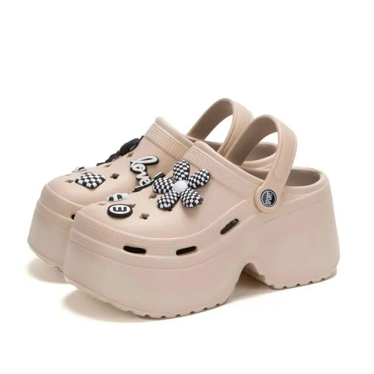 Moda donna fai da te zoccoli sandali con plateau 2024 estate fondo spesso scarpe da giardino per le donne punta chiusa Chunky Be