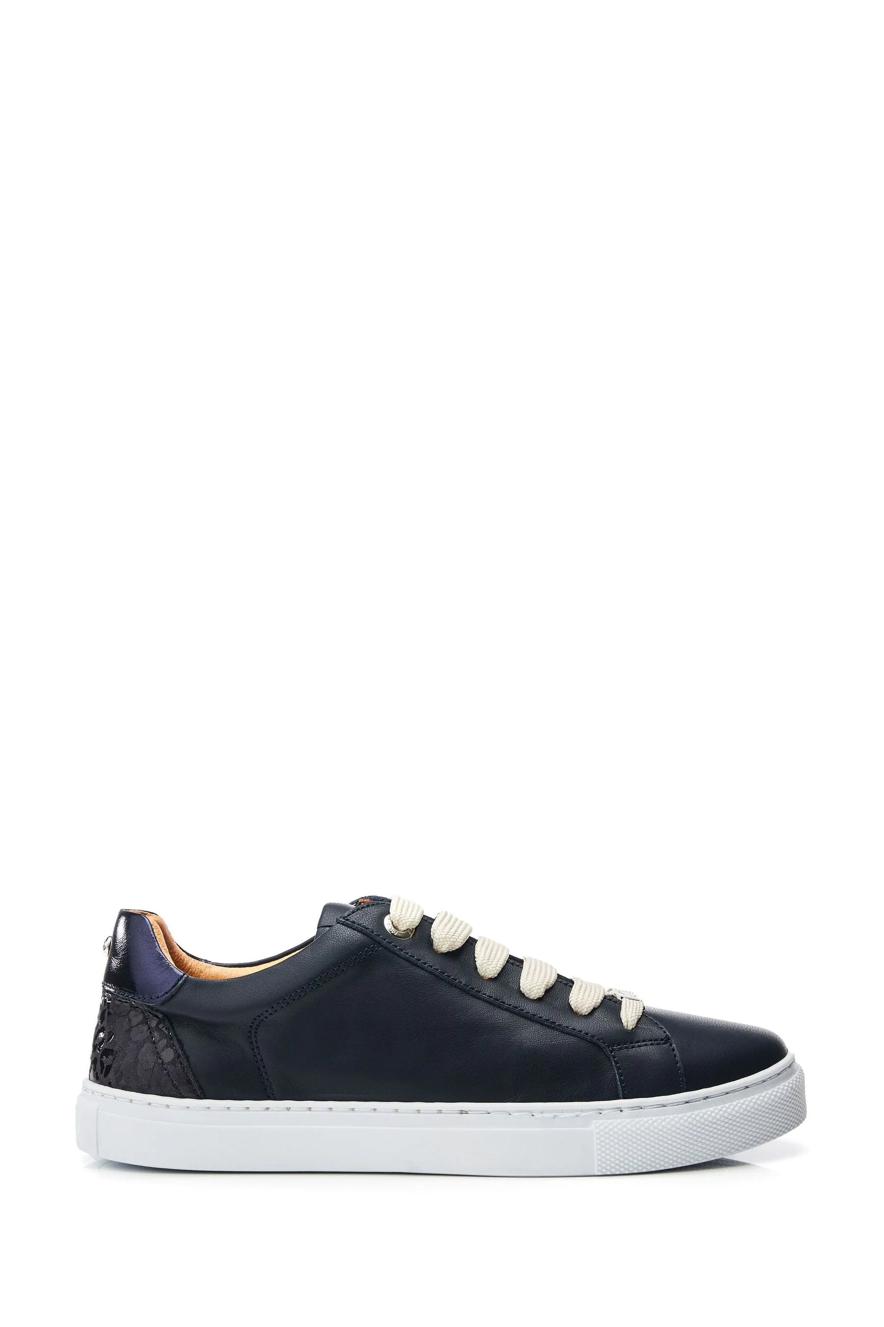 Moda in Pelle - Blu slim - Scarpe da ginnastica Pizzo-up con suola braidie