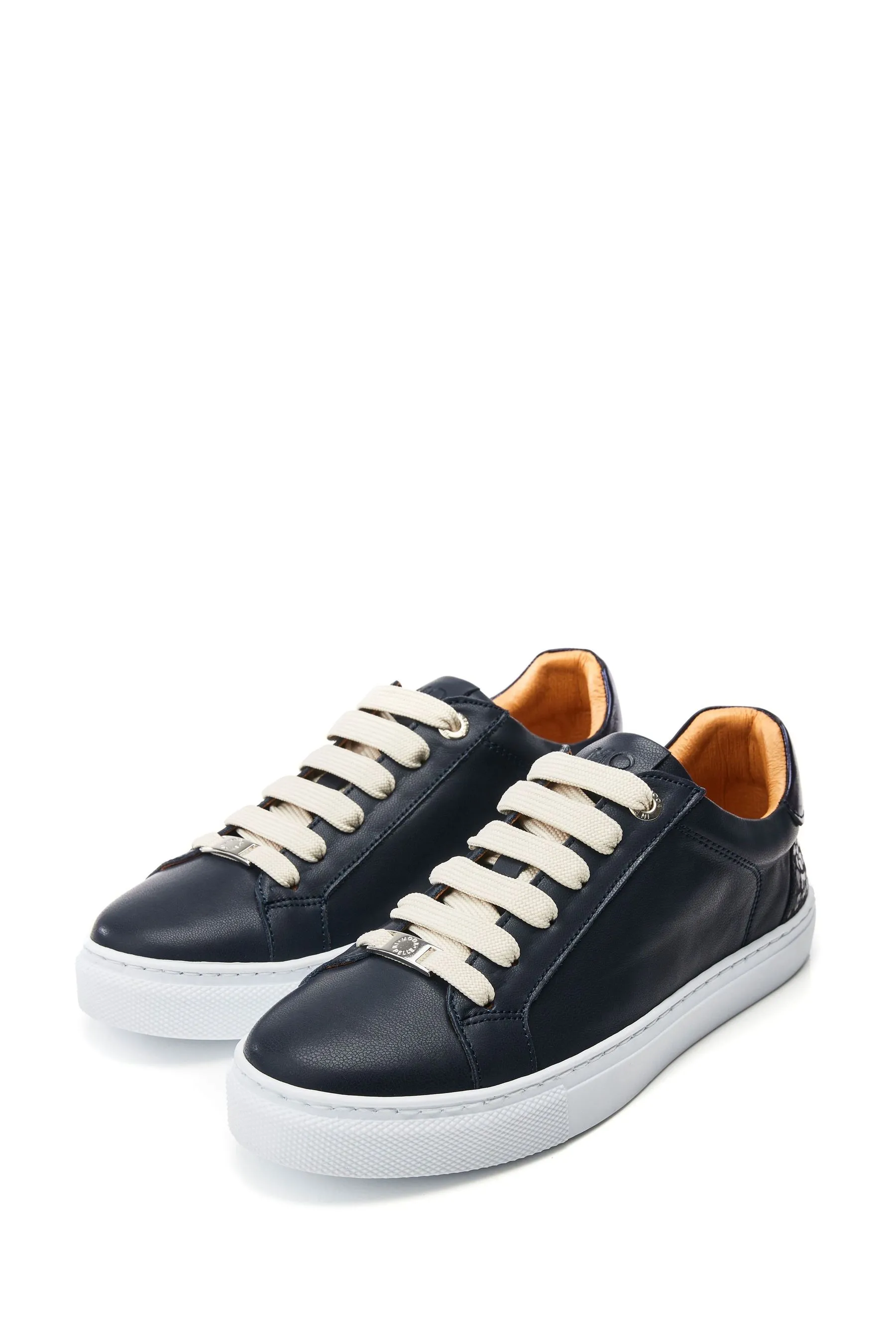 Moda in Pelle - Blu slim - Scarpe da ginnastica Pizzo-up con suola braidie