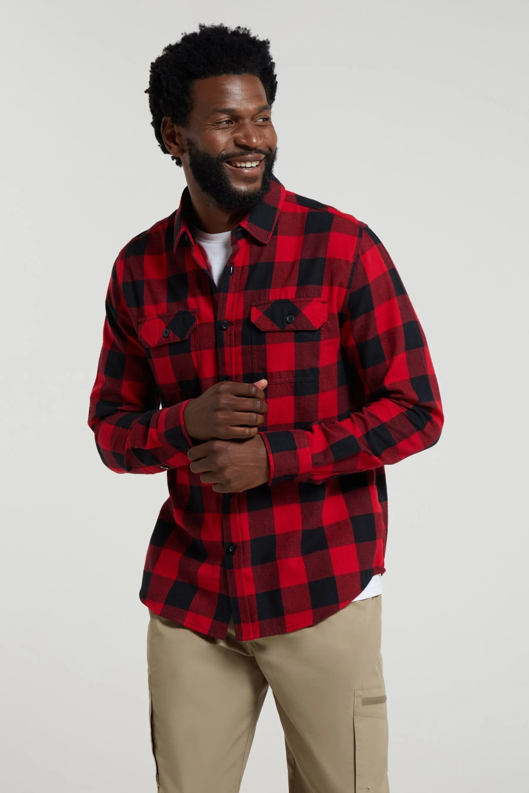 Mountain Warehouse Camicia Uomo Trace Flannel 100% Cotone Manica lunga    