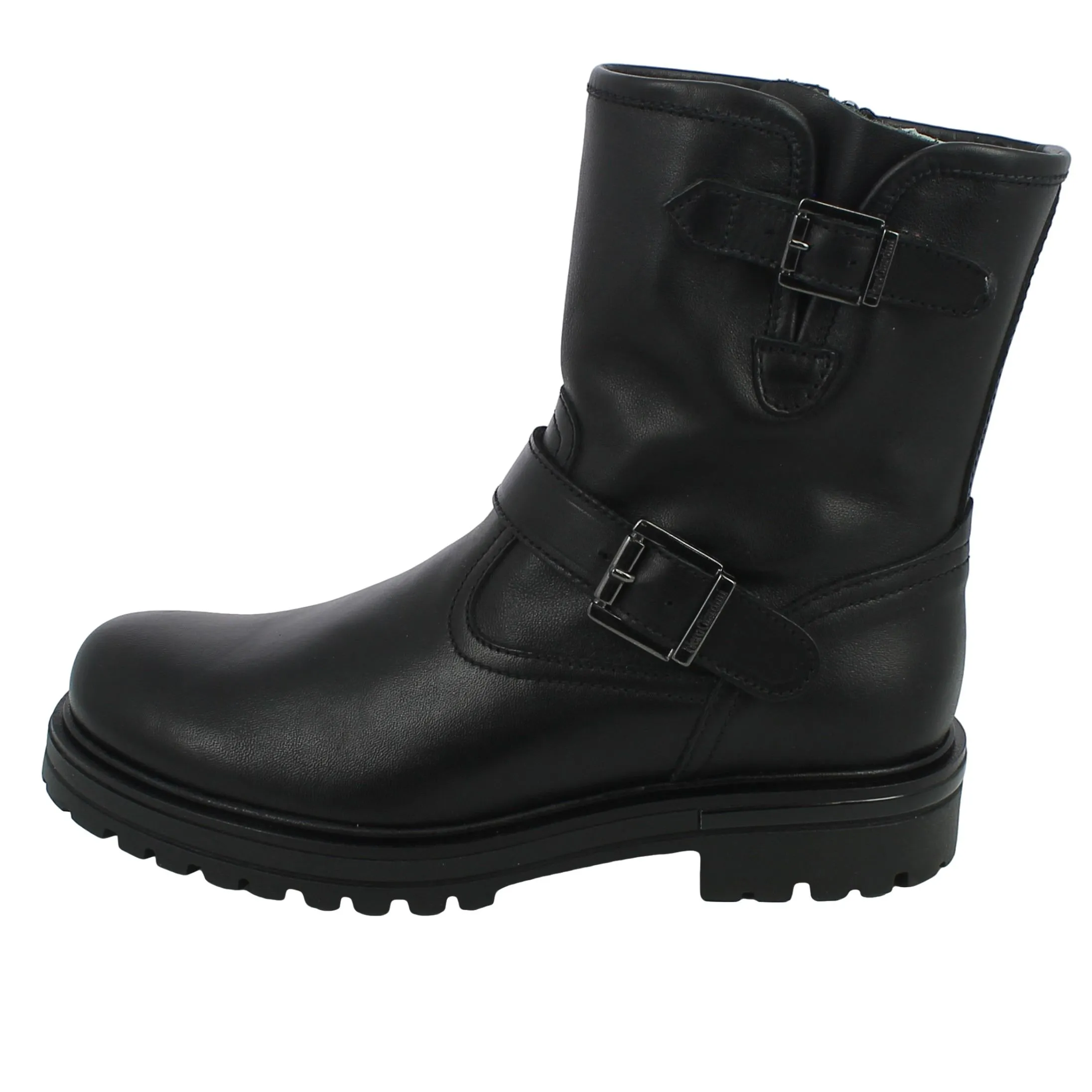 NeroGiardini  Biker in pelle con fibbie e zip 