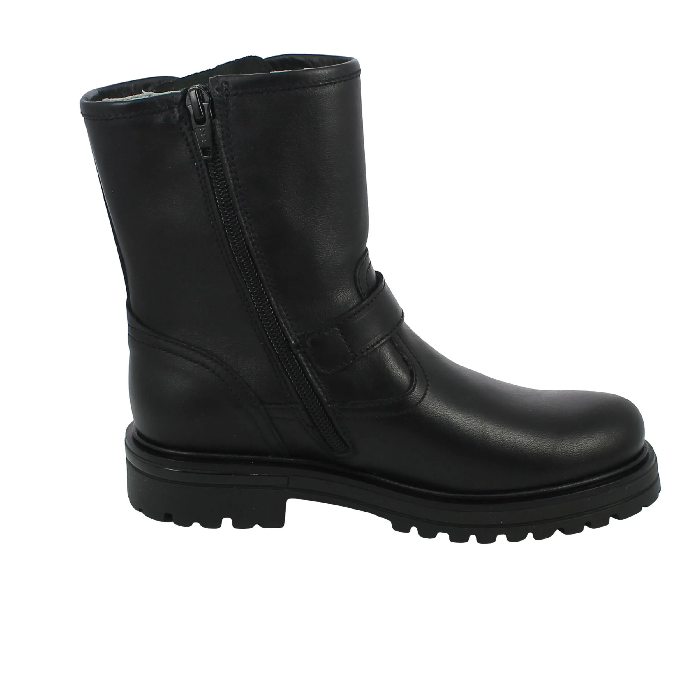 NeroGiardini  Biker in pelle con fibbie e zip 
