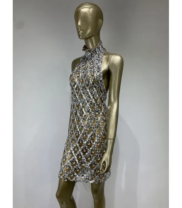 Nude diamond luxury dress
