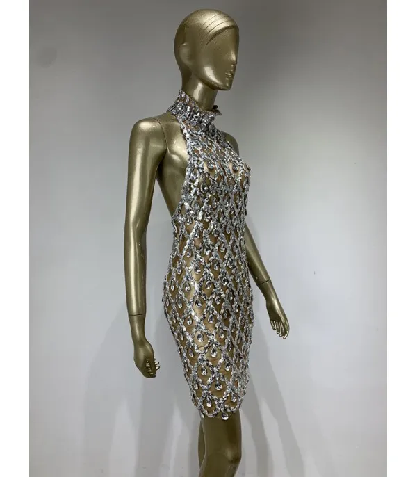Nude diamond luxury dress
