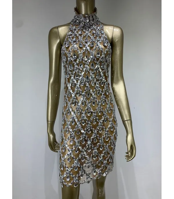 Nude diamond luxury dress