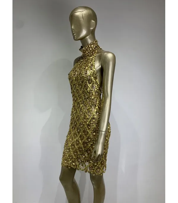 Nude diamond luxury dress