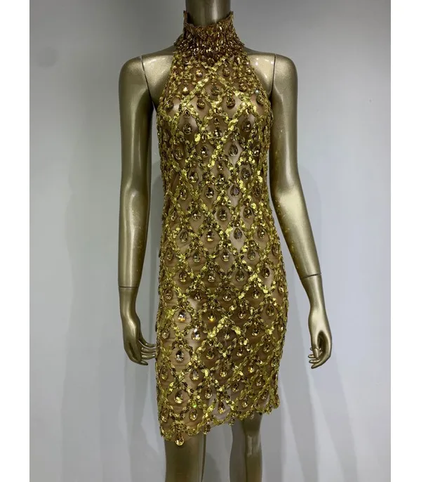 Nude diamond luxury dress