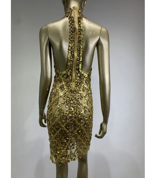 Nude diamond luxury dress