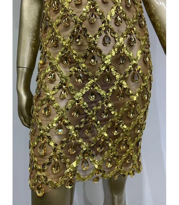 Nude diamond luxury dress