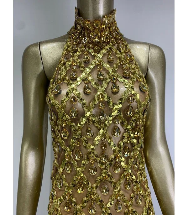 Nude diamond luxury dress